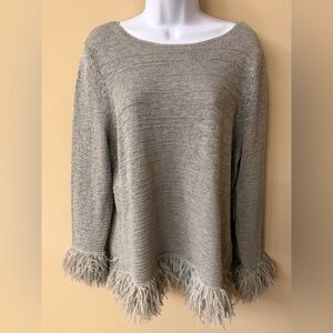 NWT - Nic+Zoe Run Around Fringe Trim Sweater, Size XL MSRP $148